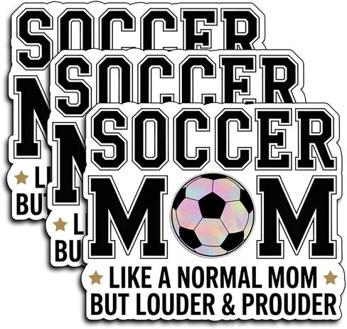 (3Pcs) Soccer Stickers - Soccer Mom Like A Normal Moms - Waterproof Vinyl Decal for Tumblers, Water Bottles, Laptops, Scrapbooks, Soccer Gifts Sticker for Mom - 3X 2.5 in Kuwait