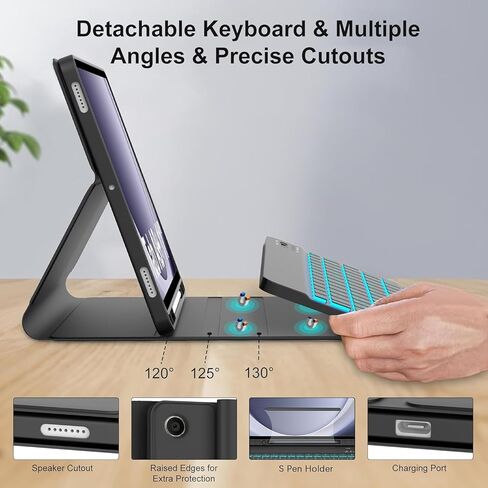 Keyboard Case for Samsung Galaxy Tab A9 Plus 5G 11 Inch 2023, 7 Color Backlit Detachable Wireless Bluetooth Keyboard Cover with S Pen Holder, Auto Sleep/Wake (Black) in Kuwait