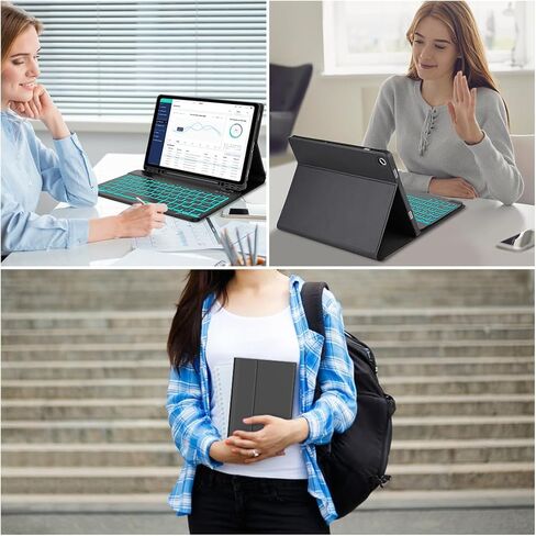 Keyboard Case for Samsung Galaxy Tab A9 Plus 5G 11 Inch 2023, 7 Color Backlit Detachable Wireless Bluetooth Keyboard Cover with S Pen Holder, Auto Sleep/Wake (Black) in Kuwait