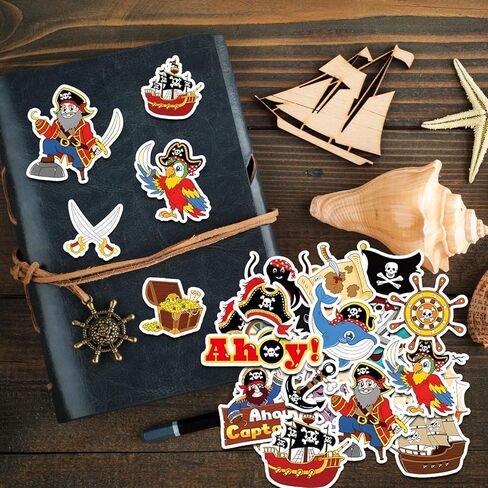 120Pack Pirate Stickers, Pirate Birthday Party Favors Supplies Decorations Gifts, Ship Nautical Stickers Captain Sticker for Water Bottles Laptop Scrapbook Computer Phone in Kuwait