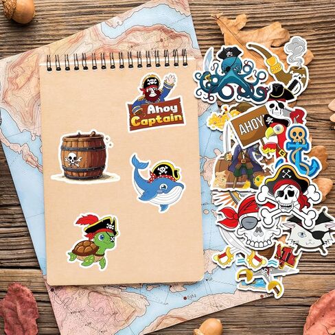 120Pack Pirate Stickers, Pirate Birthday Party Favors Supplies Decorations Gifts, Ship Nautical Stickers Captain Sticker for Water Bottles Laptop Scrapbook Computer Phone in Kuwait
