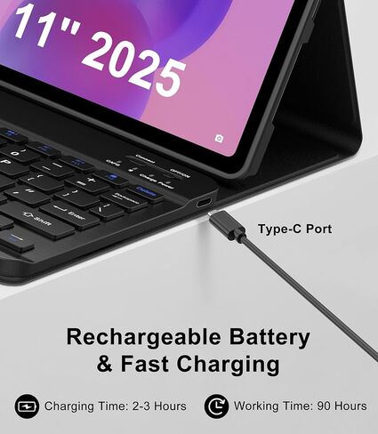 for Lenovo Idea Tab 11'' 2025 Case with Keyboard, Detachable Bluetooth Keyboard for Idea 11inch Tablet Cover with Pen Holder, Smart Keypad Folio for Lenovo Tab 2025 Release TB-336ZU/336FU, Black in Kuwait