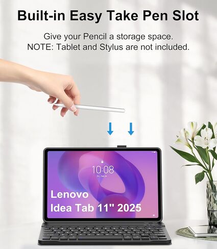 for Lenovo Idea Tab 11'' 2025 Case with Keyboard, Detachable Bluetooth Keyboard for Idea 11inch Tablet Cover with Pen Holder, Smart Keypad Folio for Lenovo Tab 2025 Release TB-336ZU/336FU, Black in Kuwait