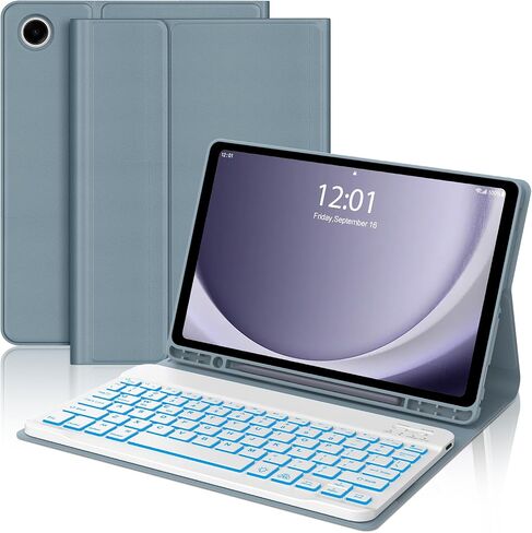 Backlit Keyboard Case for Samsung Galaxy Tab A9 Plus 11 Inch 2023, Detachable Keyboard for Galaxy A9+ Plus with Pen Holder, Backlight Keypad Cover for Samsung Tab 11'' SM-X210/X216/X218, Blue in Kuwait
