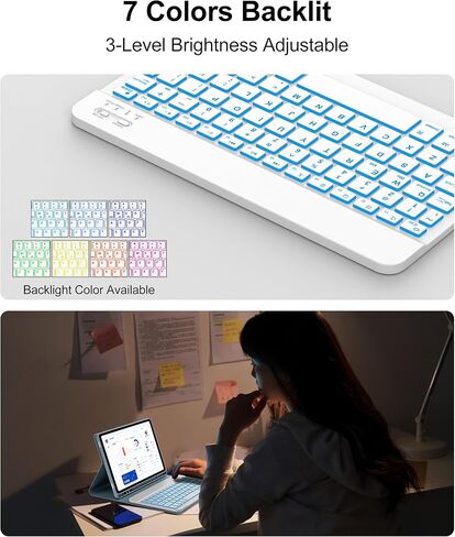 Backlit Keyboard Case for Samsung Galaxy Tab A9 Plus 11 Inch 2023, Detachable Keyboard for Galaxy A9+ Plus with Pen Holder, Backlight Keypad Cover for Samsung Tab 11'' SM-X210/X216/X218, Blue in Kuwait