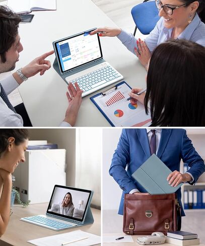 Backlit Keyboard Case for Samsung Galaxy Tab A9 Plus 11 Inch 2023, Detachable Keyboard for Galaxy A9+ Plus with Pen Holder, Backlight Keypad Cover for Samsung Tab 11'' SM-X210/X216/X218, Blue in Kuwait