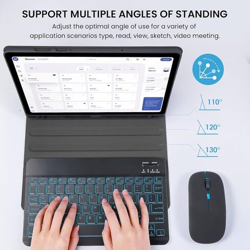 حافظة لوحة مفاتيح بإضاءة خلفية من SOPPY مع ماوس لجهاز Samsung Galaxy Tab S11-11 بوصة 2025 (SM-X730، SM-X736، SM-X736B)، غطاء نحيف مع لوحة مفاتيح لاسلكية قابلة للفصل لجهاز Galaxy Tab A9 Plus 11 بوصة، أسود in Kuwait