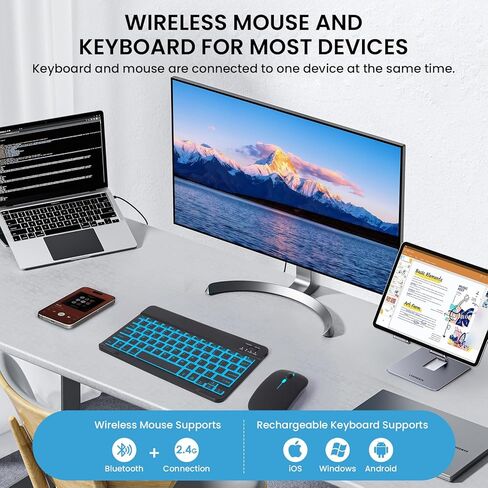 حافظة لوحة مفاتيح بإضاءة خلفية من SOPPY مع ماوس لجهاز Samsung Galaxy Tab S11-11 بوصة 2025 (SM-X730، SM-X736، SM-X736B)، غطاء نحيف مع لوحة مفاتيح لاسلكية قابلة للفصل لجهاز Galaxy Tab A9 Plus 11 بوصة، أسود in Kuwait