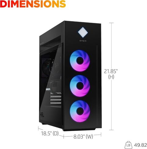 HP. كمبيوتر مكتبي للألعاب OMEN 45L GT22 - معالج Intel Core Ultra 9 285K حتى 5.7 جيجا هرتز، وذاكرة وصول عشوائي DDR5 سعة 192 جيجا بايت، ومحرك أقراص NVMe SSD سعة 4 تيرابايت، وNVIDIA GeForce RTX 5070، وتبريد سائل، وإضاءة RGB، ومساعد الذكاء الاصطناعي، ونظام ال in Kuwait