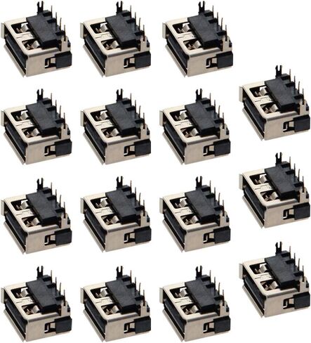 15 قطعة USB-A أنثى المقبس وصلة مرفاع 4 دبوس عودة إدراج 90 درجة كرة لولبية حافة PCB موصل ، إصلاح استبدال محول ، WuJuntool in Kuwait