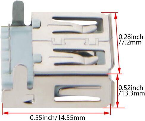 PCB USB Connector USB-AF Female Jack 4 Pin 90 Degree Sinking Plate Curled Edge 10Pcs,WuJuntool in Kuwait