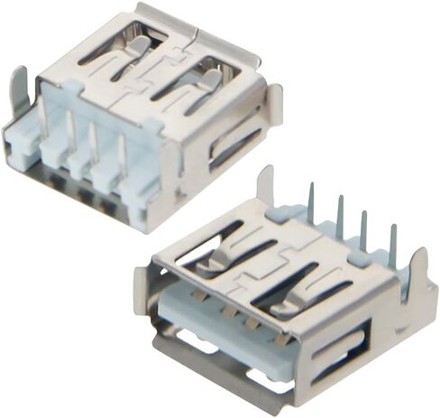 PCB USB Connector USB-AF Female Jack 4 Pin 90 Degree Sinking Plate Curled Edge 10Pcs,WuJuntool in Kuwait