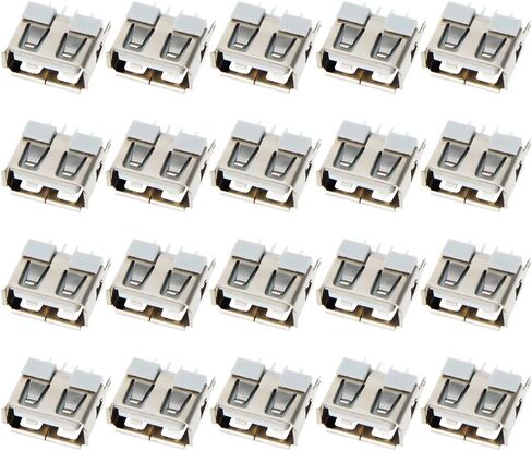 20 قطعة PCB USB موصل USB-AF أنثى جاك 4 دبوس جسم قصير 10 مللي متر عمودي مستقيم إدراج حافة مجعدة ، WuJuntool in Kuwait