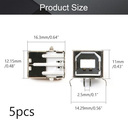 PCB USB Connector Type B Female Jack 4 Pin 90 Degree 5Pcs,WuJuntool in Kuwait