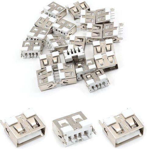 20 قطعة PCB USB موصل نوع A أنثى جاك 4 دبوس جسم قصير 10 مللي متر عمودي مستقيم إدراج لا حافة ، WuJuntool in Kuwait