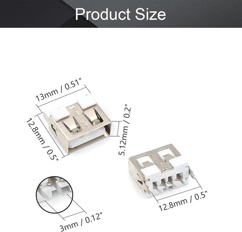 20 قطعة PCB USB موصل نوع A أنثى جاك 4 دبوس جسم قصير 10 مللي متر عمودي مستقيم إدراج لا حافة ، WuJuntool in Kuwait