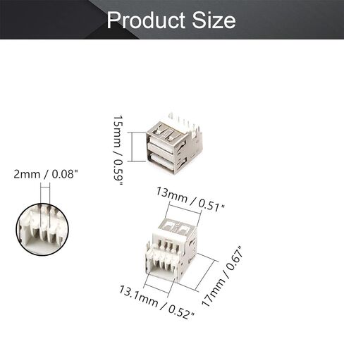 PCB USB Connector Type A Female Jack 8 Pin Double Layer Horizontal Sinking Plate Straight Edge 20Pcs,WuJuntool in Kuwait