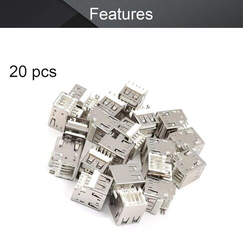 PCB USB Connector Type A Female Jack 8 Pin Double Layer Horizontal Sinking Plate Straight Edge 20Pcs,WuJuntool in Kuwait