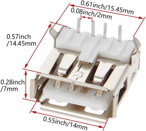10Pcs USB-A Female Socket Jack Connector 4 Pin Bend Foot 90 Degree with Back Cover PCB Connector, Repair Replacement Adapter,WuJuntool in Kuwait