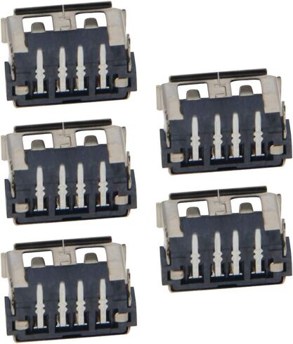 5 قطع USB-A أنثى مقبس وصلة مرفاع 4 دبوس خلفي 2 قدم 90 درجة مستقيم إدراج حافة مجعدة موصل PCB، إصلاح محول بديل، WuJuntool in Kuwait
