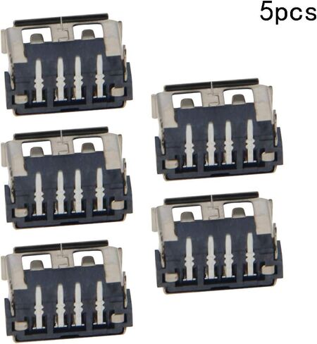 5 قطع USB-A أنثى مقبس وصلة مرفاع 4 دبوس خلفي 2 قدم 90 درجة مستقيم إدراج حافة مجعدة موصل PCB، إصلاح محول بديل، WuJuntool in Kuwait