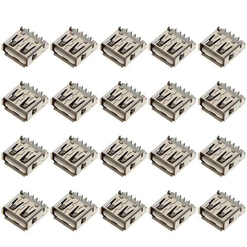20 قطعة PCB USB موصل USB-AF أنثى جاك 4 دبوس 90 درجة مع الأذن كرة لولبية الحافة ، WuJuntool in Kuwait