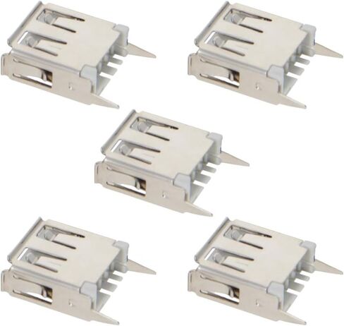 PCB USB موصل نوع A أنثى جاك 4 دبوس 180 درجة إدراج مستقيم 13.7 مللي متر 5 قطعة ، WuJuntool in Kuwait
