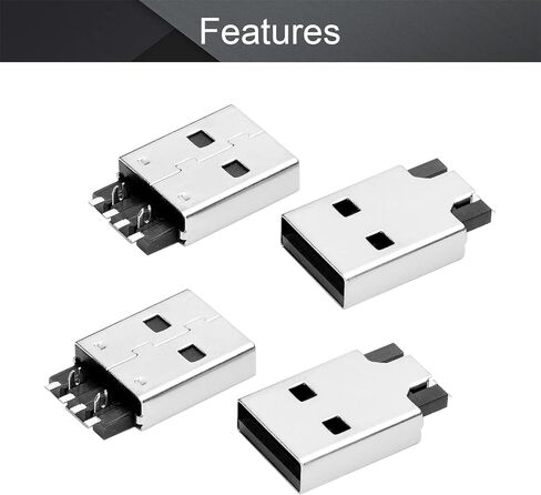 20 قطعة USB-AM 2.0 ذكر المقبس وصلة مرفاع 4 دبوس 180 درجة SMT SMD PCB موصل ، إصلاح استبدال محول ، WuJuntool in Kuwait
