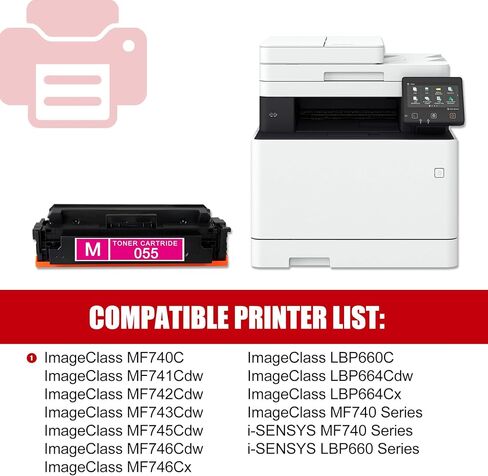 عبوة واحدة 055 3014C001 خرطوشة حبر أرجوانية متوافقة مع 055 لطابعة Canon 055 ImageClass MF740 LBP660C LBP664Cdw LBP664Cx MF740C MF741Cdw MF742Cdw MF743Cdw MF745Cdw in Kuwait