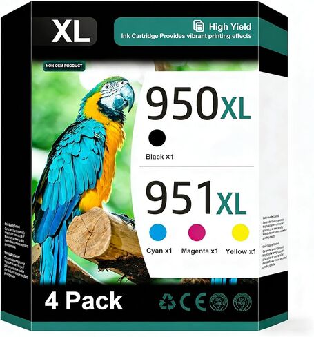 مجموعة خراطيش الحبر 950XL و951XL (4 عبوات) بديلة لخراطيش الحبر HP 950XL 951XL لطابعات HP OfficeJet 8600 Series Pro 251dw, 8100, 8600 Series in Kuwait