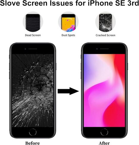 استبدال الشاشة الثالثة لهاتف iPhone SE 2022 مع سماعة أذن وكاميرا أمامية وزر الصفحة الرئيسية وشاشة LCD تعمل باللمس ثلاثية الأبعاد ومحول رقمي ومجموعة أدوات إصلاح التجميع الكاملة A2782 A2783 A2784 A2785 A2595 4.7 بوصة in Kuwait