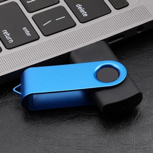 8GB USB Flash Drive with Type C Adapter and Lanyard, USB 2.0 High Speed Metal Pen Drive 360° Rotatable Storage Memory Stick for Phone/Pad/PC/Laptop - (Blue 8GB) in Kuwait