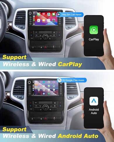 Car Radio for Jeep Grand Cherokee 2010-2013, Dodge Durango 2011-2013, 7 Inch Touch Screen Headunit Stereo with Wireless Carplay Android Auto Bluetooth GPS WiFi FM SWC Backup Camera in Kuwait