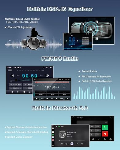 Car Radio for Jeep Grand Cherokee 2010-2013, Dodge Durango 2011-2013, 7 Inch Touch Screen Headunit Stereo with Wireless Carplay Android Auto Bluetooth GPS WiFi FM SWC Backup Camera in Kuwait