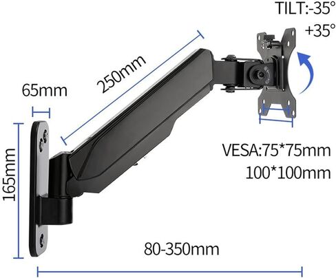 Monitor Arm Wall Mount Monitor Mount Bracket, Gas Spring Arm Monitor Bracket, Adjustable Monitor Bracket for 17-45 Inch LCD Led Screen Loading 2-12Kg Monitor Mount Arm in Kuwait
