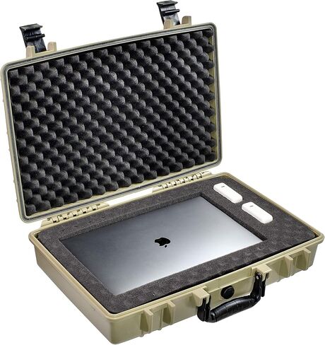 Eylar Medium 20" Protective Hard Case for Laptops, Cameras, Tools, and Equipment with IP67 Waterproof, Shock Resistant, and Customizable Foam Inserts (Tan) in Kuwait
