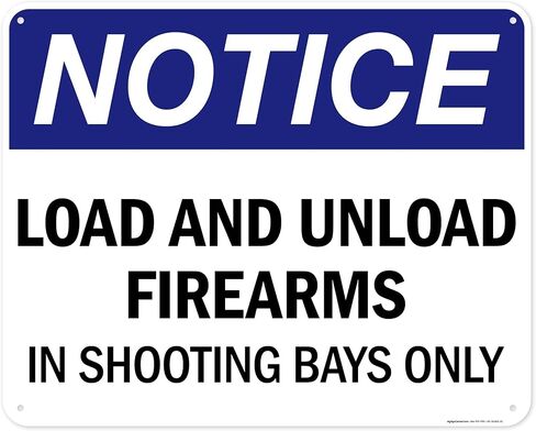 Load And Unload Firearms In Shooting Bays Only Sign, 10x7 Inches, 4 Mil Vinyl Decal Stickers Weather Resistant, Made in USA by My Sign Center in Saudi Arabia