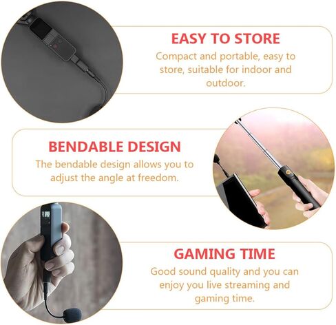 HOMSFOU 2pcs Bendable Denoise Computer Microphone for Phone Tablet Laptop, Mini Flexible Gooseneck Mics for Video Recording Vlogging, Black in Kuwait
