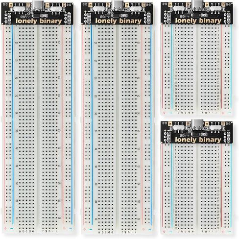 Lonely Binary Solderless Breadboard Power Supply Kit - 2X 830 Tie Points + 2X 400 Tie Points Boards, 4X USB-C Power Modules (3.3V/5V Switchable, 500mA Protection) for ESP32 STEM DIY Prototyping in Kuwait