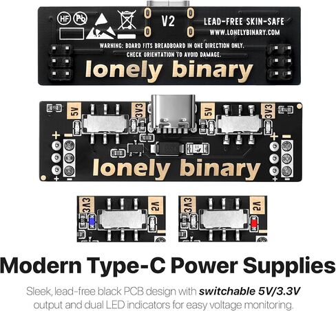Lonely Binary Solderless Breadboard Power Supply Kit - 2X 830 Tie Points + 2X 400 Tie Points Boards, 4X USB-C Power Modules (3.3V/5V Switchable, 500mA Protection) for ESP32 STEM DIY Prototyping in Kuwait