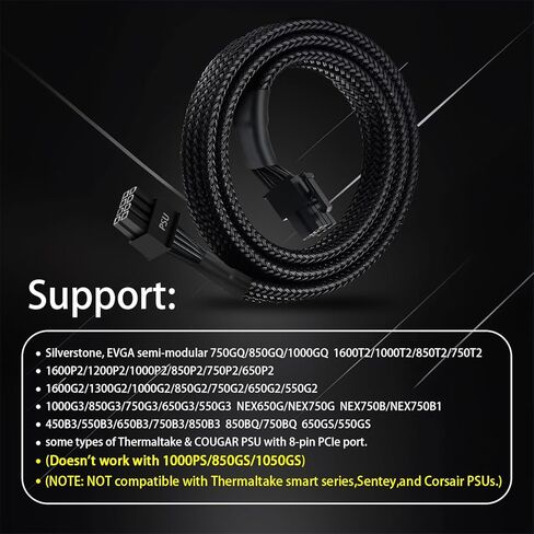 كابل YEZriler 8 Pin PCIe لإمدادات الطاقة EVGA، PCIe 8 Pin ذكر إلى (6+2) محول طاقة PCI Express ذكر بأكمام 25 بوصة (63 سم) in Kuwait