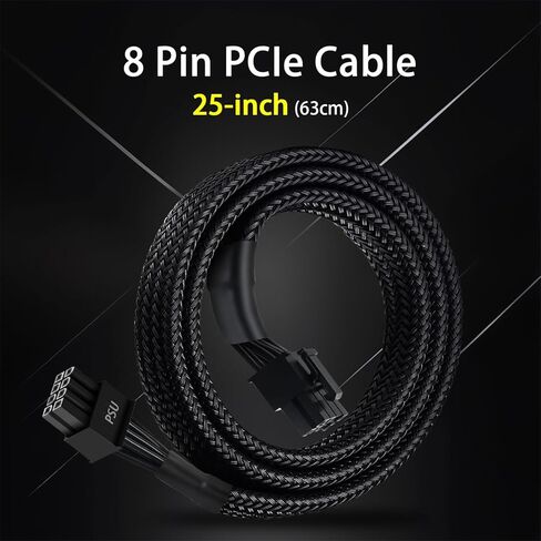 كابل YEZriler 8 Pin PCIe لإمدادات الطاقة EVGA، PCIe 8 Pin ذكر إلى (6+2) محول طاقة PCI Express ذكر بأكمام 25 بوصة (63 سم) in Kuwait