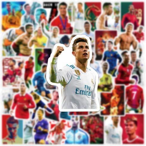 100 قطعة من ملصقات لاعب كرة القدم كريستيانو رونالدو، ملصقات فينيل رياضية رونالدو، ملصق زجاجة مياه نجم كرة القدم، هدايا رياضية كروية لمحبي الرياضة، هدايا حفلات كرة القدم، ديكورات كرة القدم in Kuwait