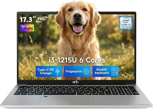 لاب توب نيمو 17.3 بوصة فل اتش دي اي بي اس، انتل كور i3-1215U (فئة Beats i5-1135G7)، ذاكرة الوصول العشوائي 32 جيجا، 1 تيرابايت اس اس دي، ويندوز 11 هوم، واي فاي 6، لوحة مفاتيح بإضاءة خلفية، بصمة الإصبع، USB-C 65 وات شحن سريع، بلوتوث 5.2، عرض 180 درجة in Kuwait