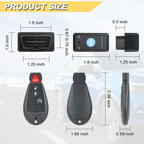 استبدال مجموعة مفاتيح Vurkcy Key Fob لـ 2013-2021 دودج رام 1500/13-18 رام 2500 3500 4500 5500 جهاز تحكم عن بعد للدخول بدون مفتاح للسيارة، GQ4-53T، 4 أزرار in Kuwait