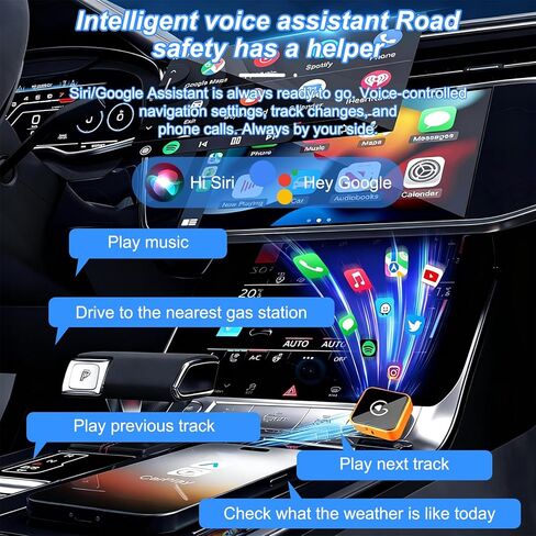 محول CarPlay اللاسلكي، 2026 تمت ترقيته سلكيًا إلى لاسلكي لـ Apple CarPlay وAndroid Auto، USB-C/Type-C، محول تشغيل السيارة، التوصيل والتشغيل، اتصال ثابت وبدون زمن الوصول (برتقالي) in Kuwait