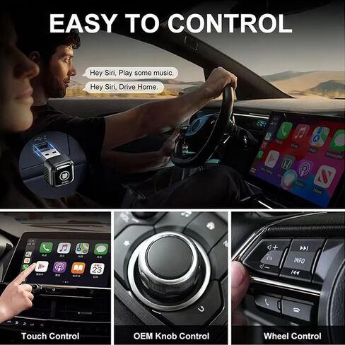 محول CarPlay اللاسلكي لأجهزة Apple CarPlay وAndroid Auto، 2026 ترقية التوصيل والتشغيل CarPlay Dongle Ultra-Mini، تحويل سلكي إلى تشغيل سيارة لاسلكي Android Auto، USB/USB-C اتصال سريع ومستقر in Kuwait