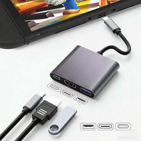 موزع USB C لنظارات AR، مدمج 3 في 1 USB C 3.0 HDMI، نقل عالي الدقة 4K 60 هرتز، شحن سريع PD 100 وات، لوحدات تحكم الكمبيوتر المحمول in Kuwait