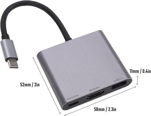 موزع USB C لنظارات AR، مدمج 3 في 1 USB C 3.0 HDMI، نقل عالي الدقة 4K 60 هرتز، شحن سريع PD 100 وات، لوحدات تحكم الكمبيوتر المحمول in Kuwait