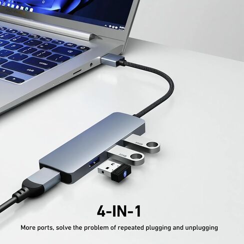 محور USB 3.0، 4 منافذ USB موسع USB فائق النحافة للماوس ولوحة المفاتيح ومحرك الأقراص المحمول وقرص U والطابعة المتوافقة مع أجهزة الكمبيوتر المحمول وأجهزة الكمبيوتر المكتبية وXbox وPS5 والمزيد in Kuwait